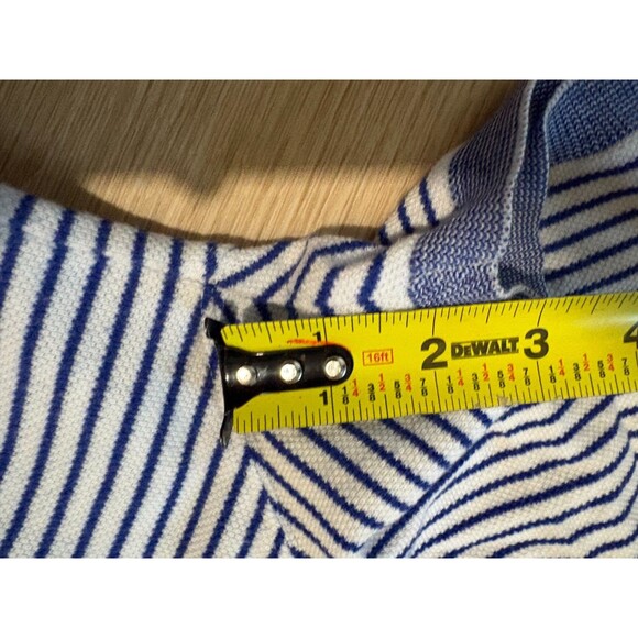Massimo Dutti Blue White Striped Knit Polo Shirt Short Sleeve Retro Style Turkey - Picture 4 of 6